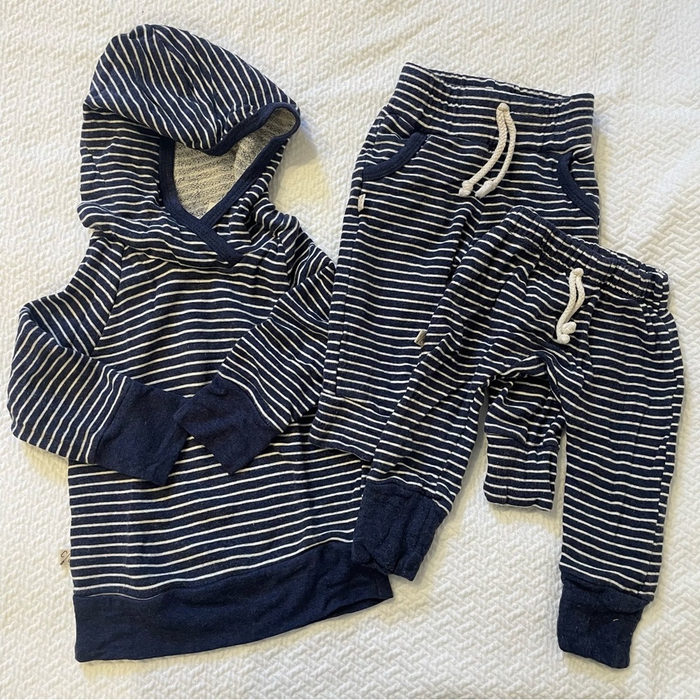 Childhoods clothing Navy Striped Kids Matching hoodie sweatshirt and joggers Set